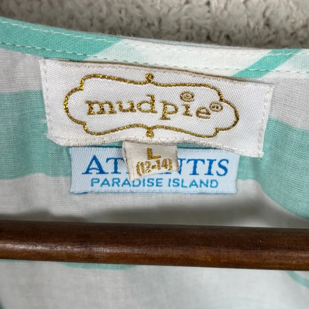 Mud‎ Pie Swim Cover Up Womens Lg Mint Green White Atlantis Paradise Island Colab